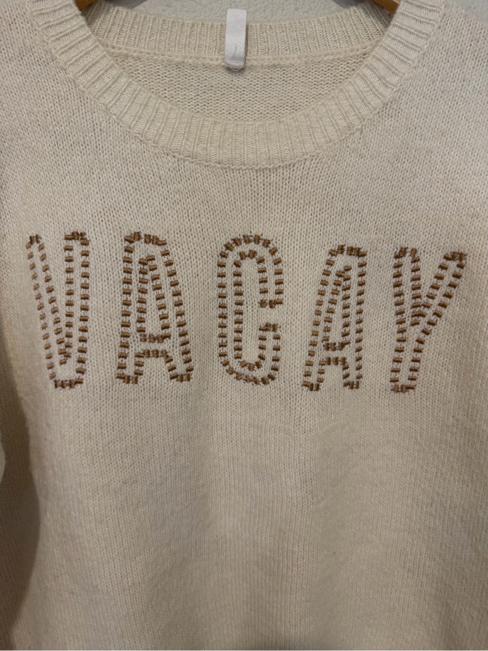 Wishlist Cream 'VACAY' Embellished Crewneck Sweater - Picture 3 of 11